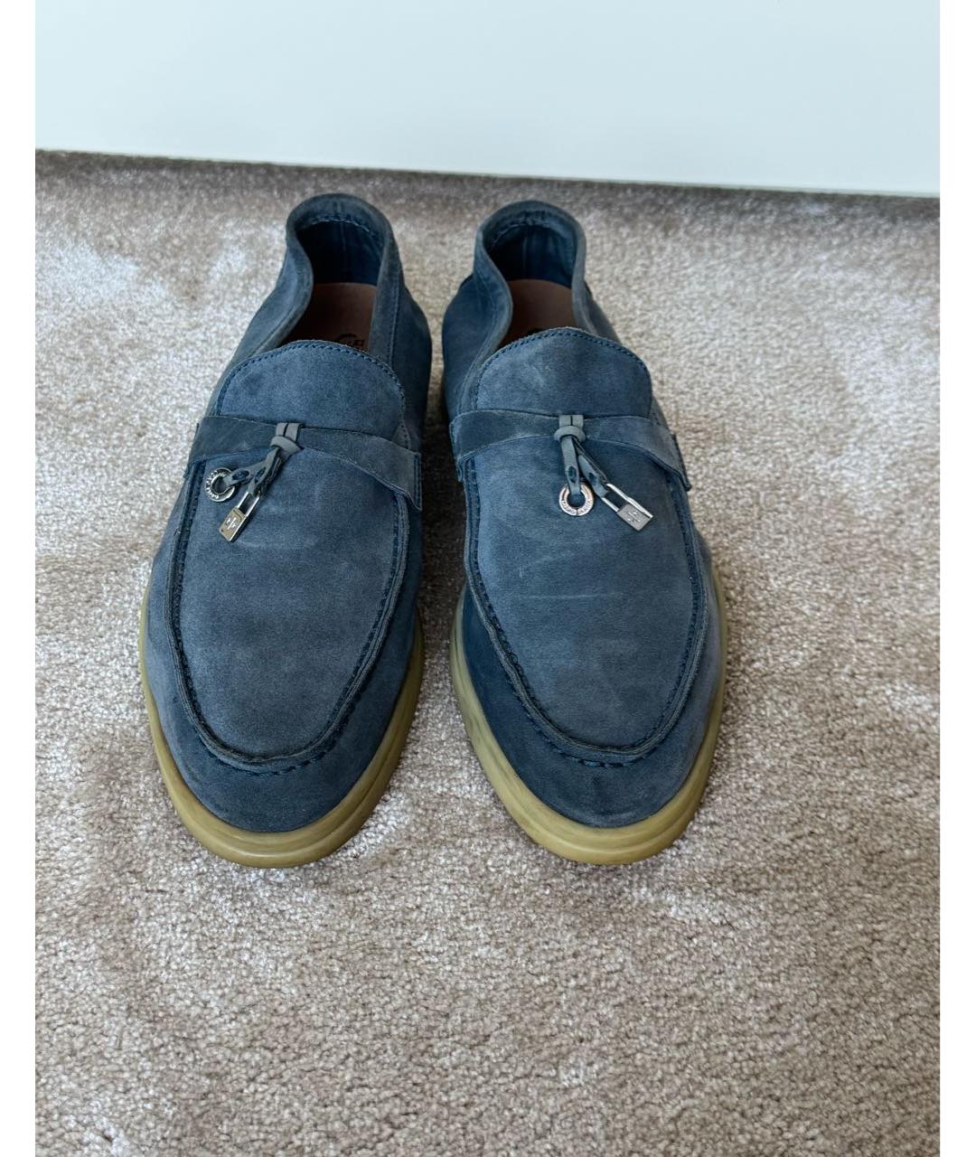 LORO PIANA Темно-синие замшевые лоферы, фото 2