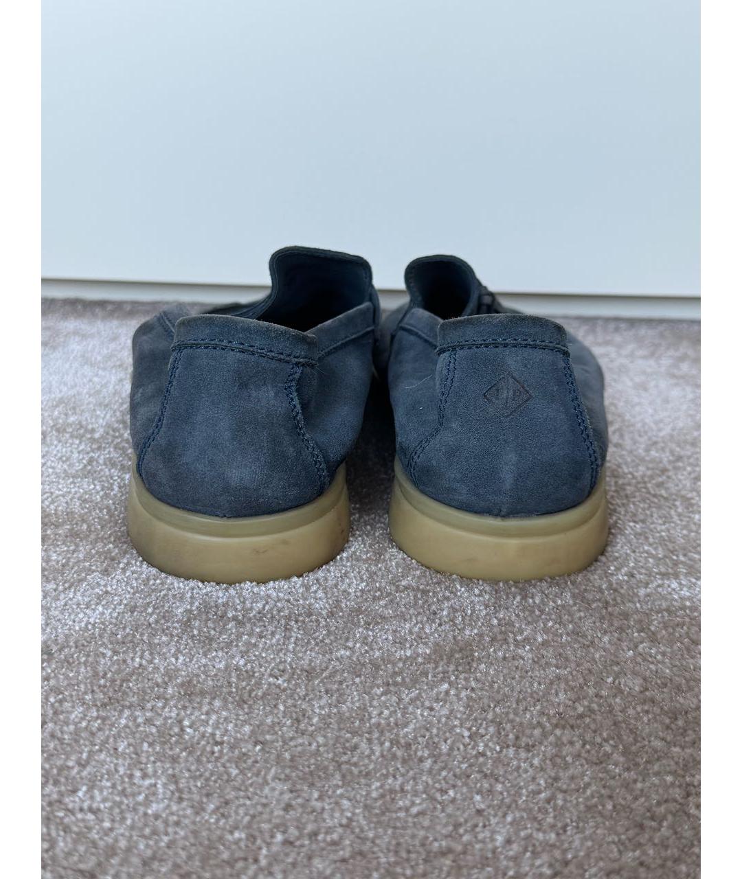 LORO PIANA Темно-синие замшевые лоферы, фото 4