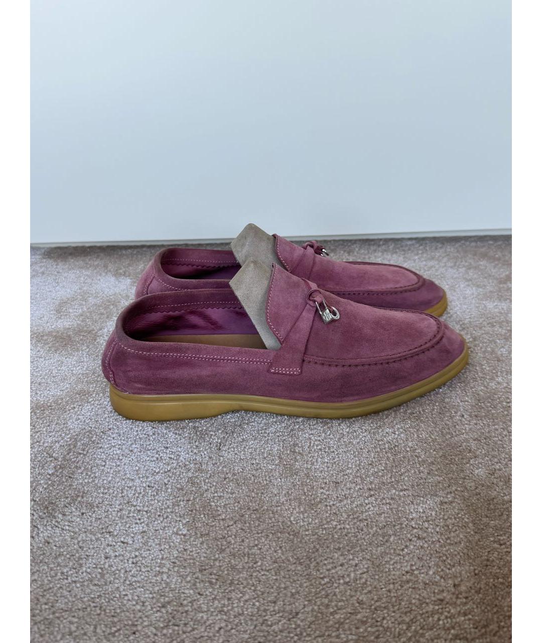 LORO PIANA Розовые замшевые лоферы, фото 6