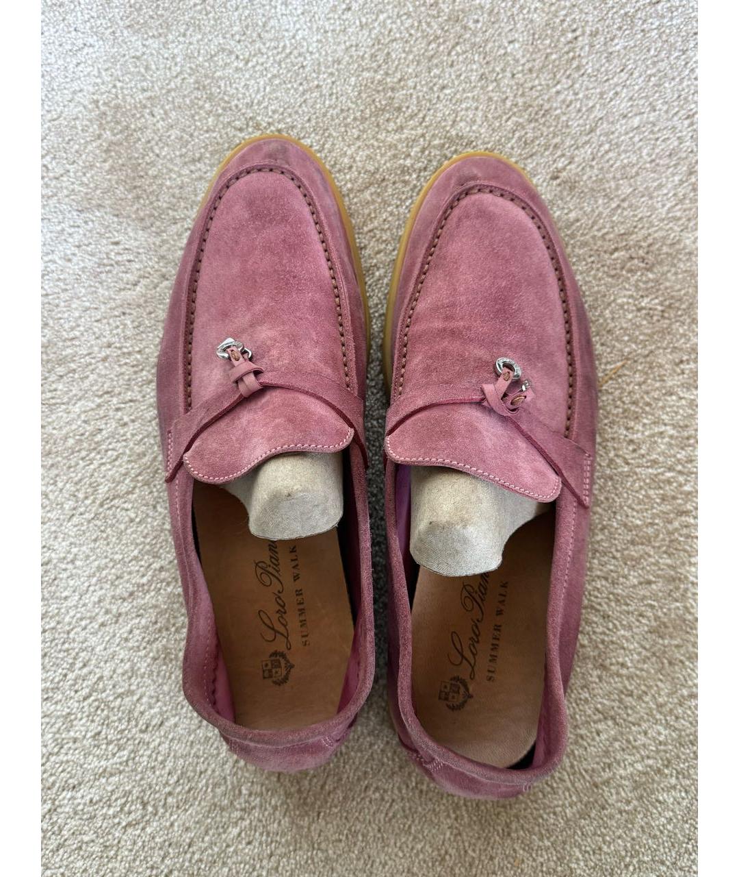 LORO PIANA Розовые замшевые лоферы, фото 3