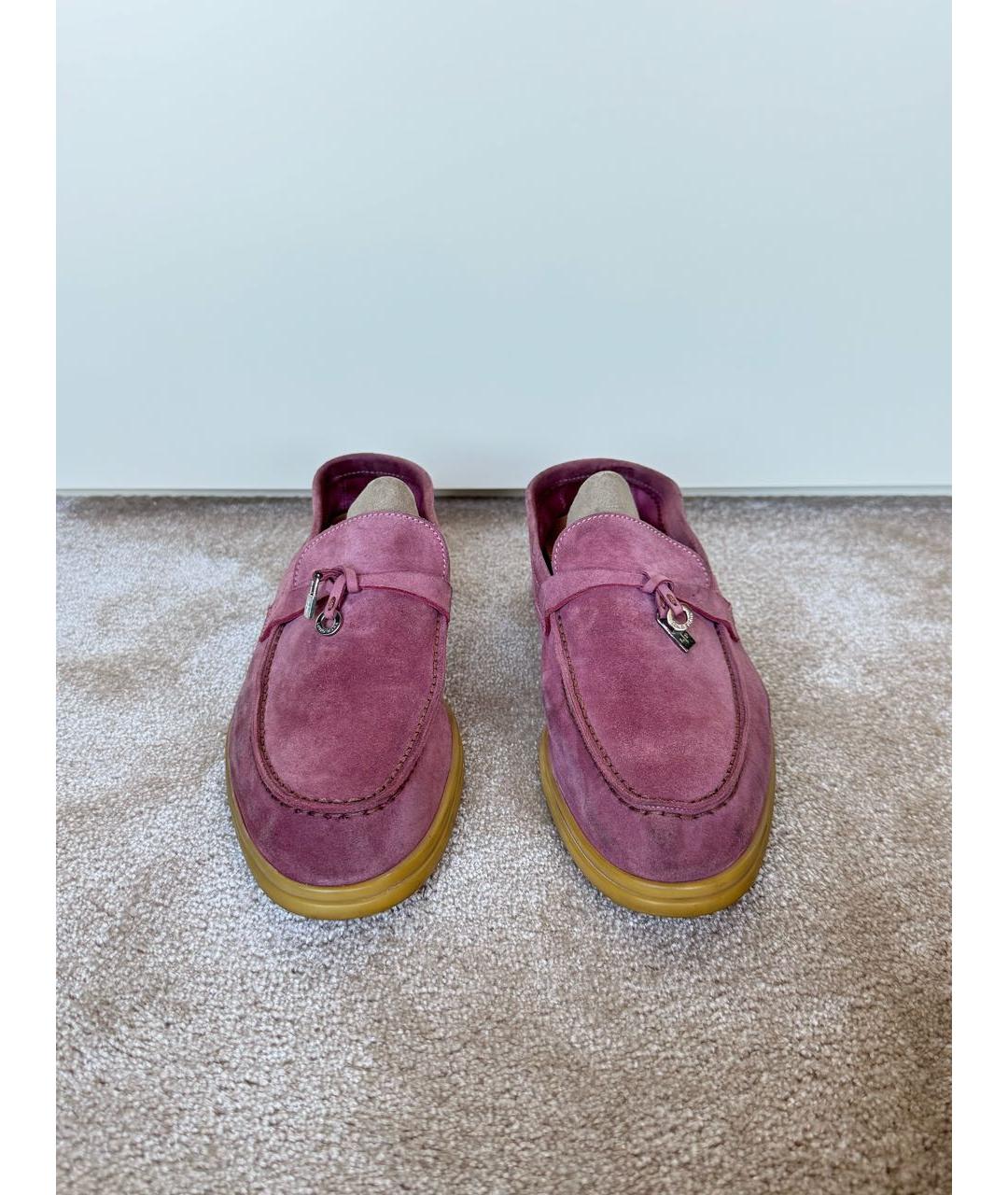 LORO PIANA Розовые замшевые лоферы, фото 2