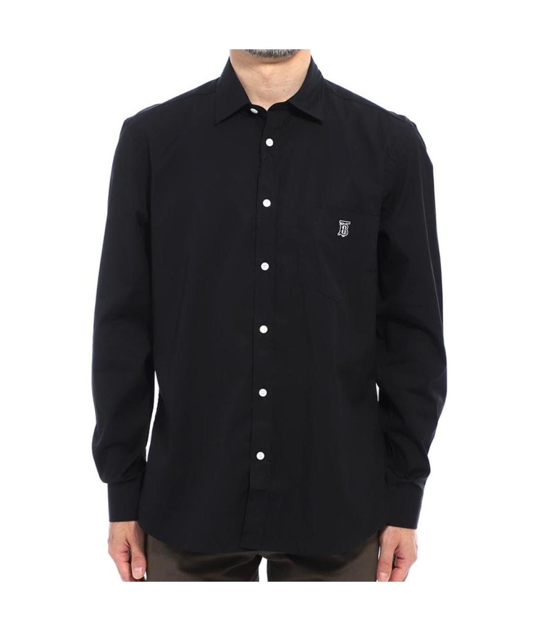 BURBERRY Черная хлопковая классическая рубашка, фото 3