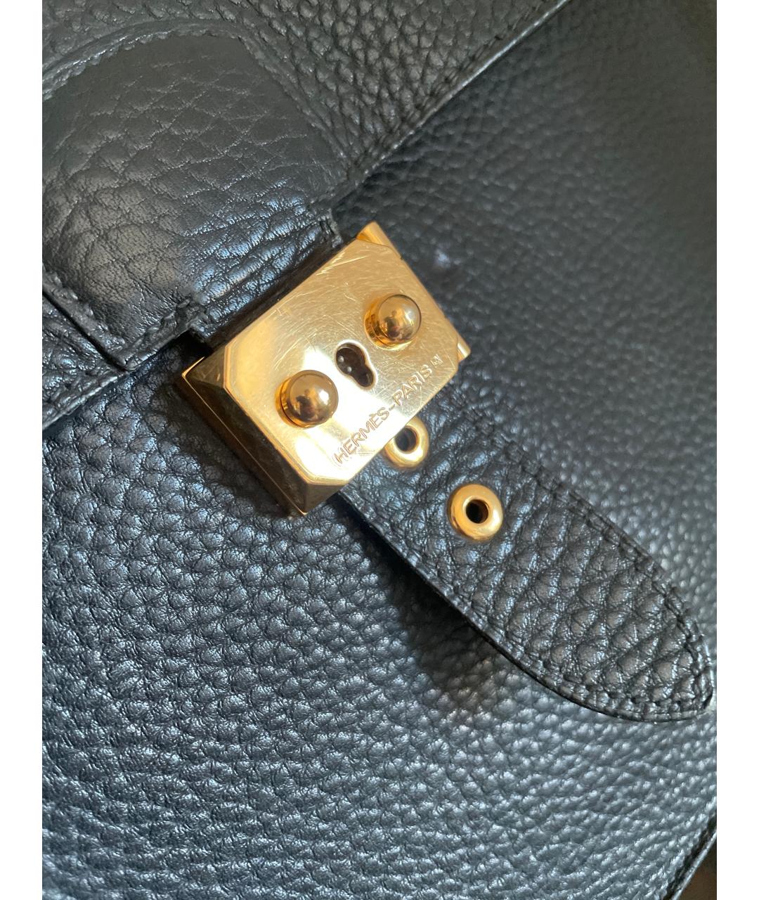 HERMES Черный кожаный портфель, фото 2