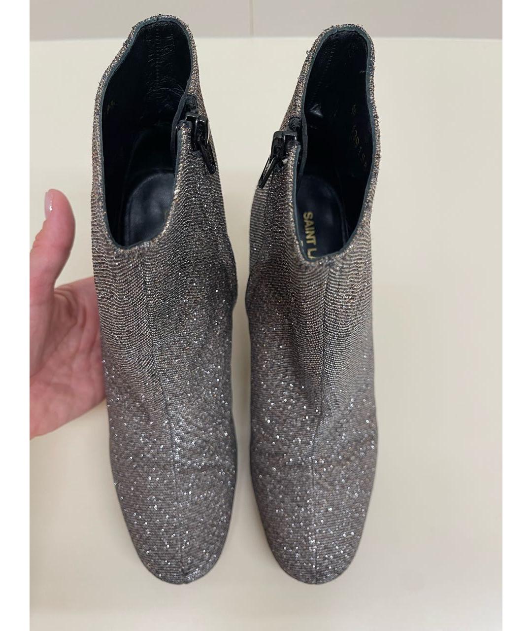 SAINT LAURENT Серебряные текстильные ботинки, фото 2
