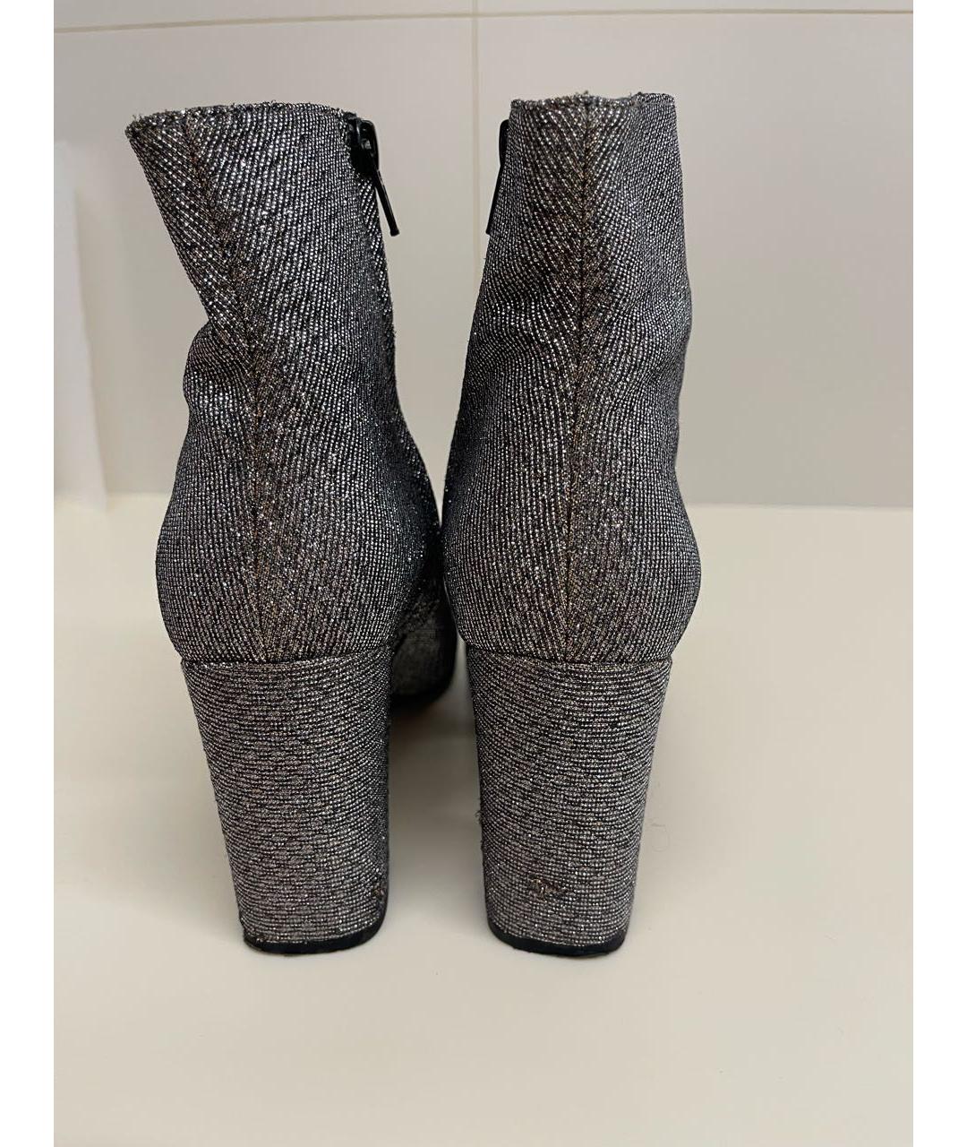 SAINT LAURENT Серебряные текстильные ботинки, фото 3