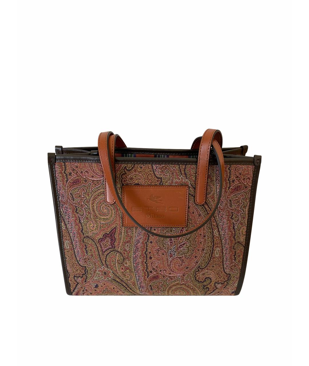 ETRO Коричневая тканевая сумка с короткими ручками, фото 1