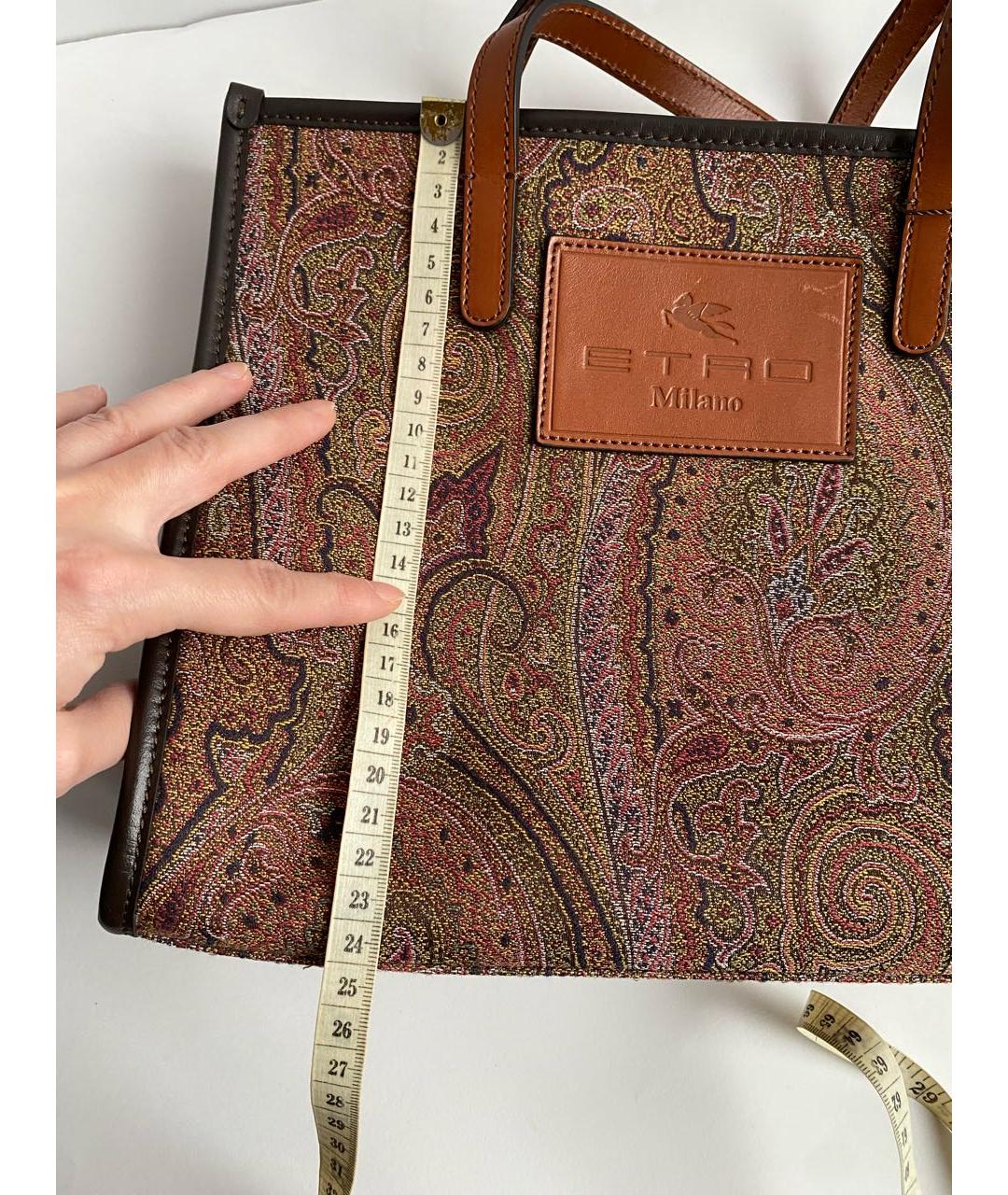ETRO Коричневая тканевая сумка с короткими ручками, фото 7
