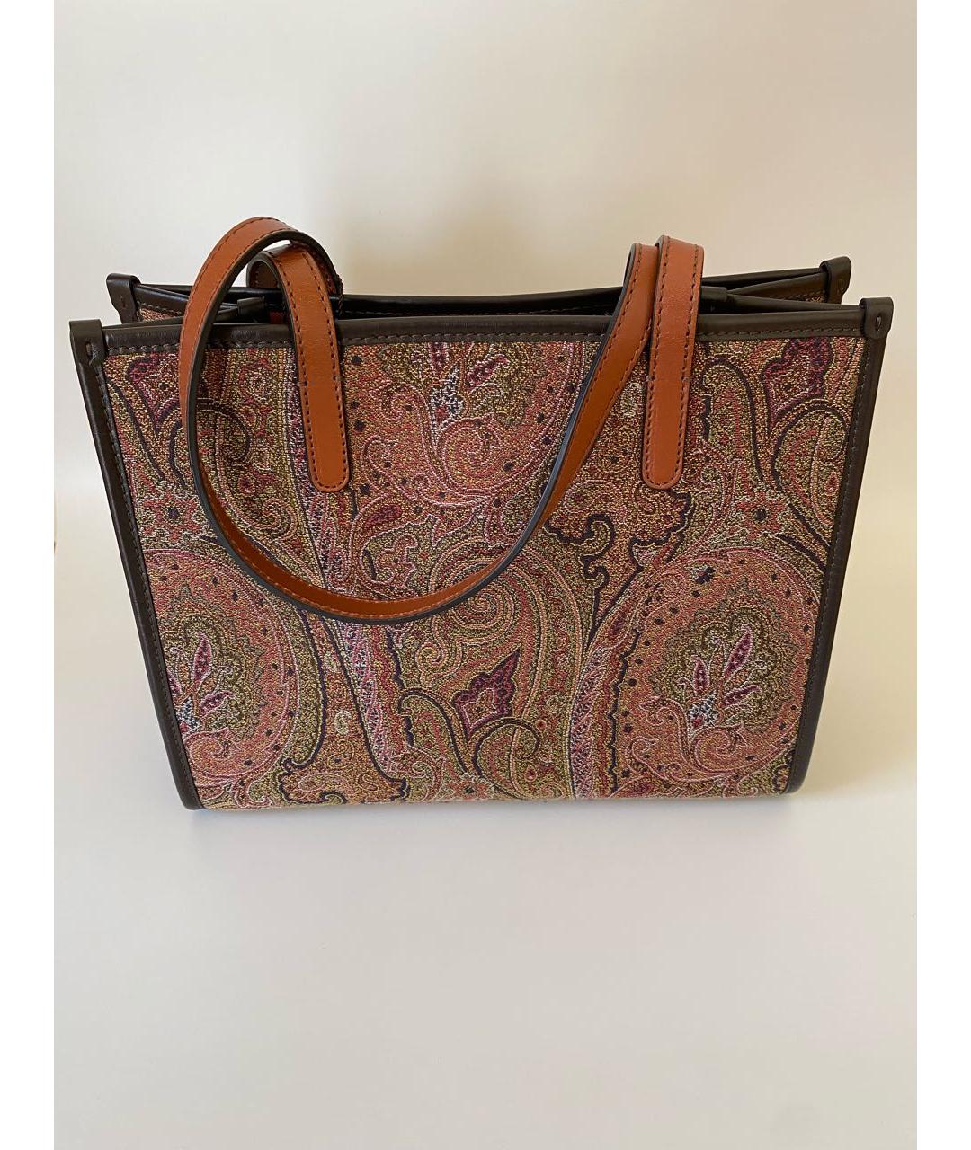 ETRO Коричневая тканевая сумка с короткими ручками, фото 3