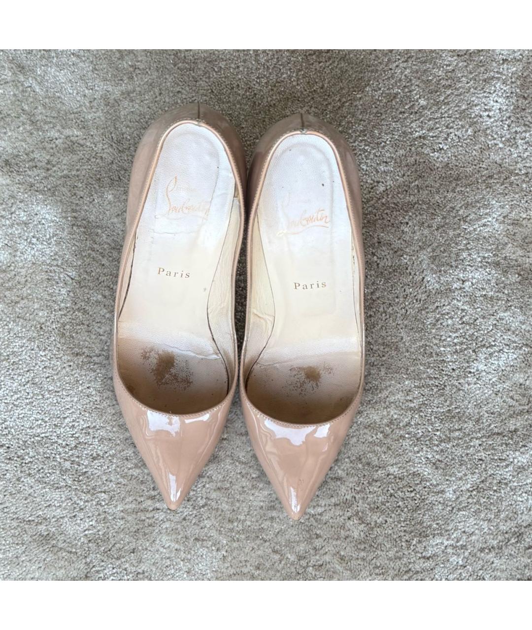 CHRISTIAN LOUBOUTIN Бежевые кожаные туфли, фото 3