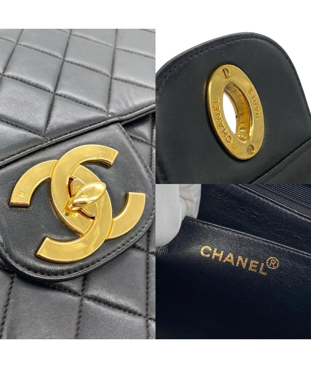 CHANEL Черная кожаная сумка с короткими ручками, фото 8