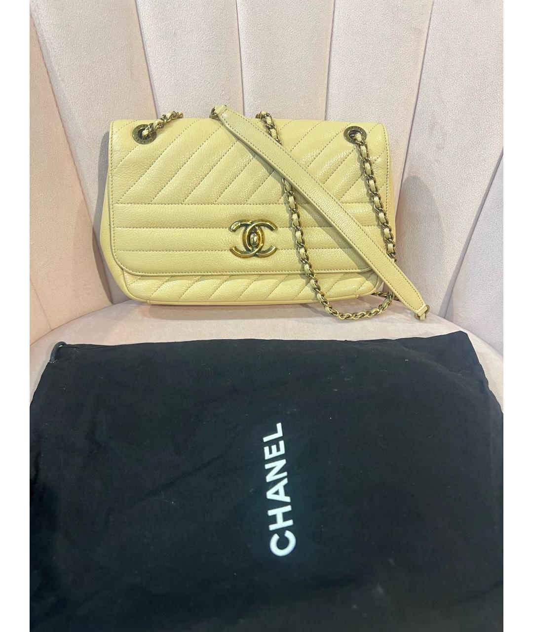 CHANEL Бежевая кожаная сумка через плечо, фото 9