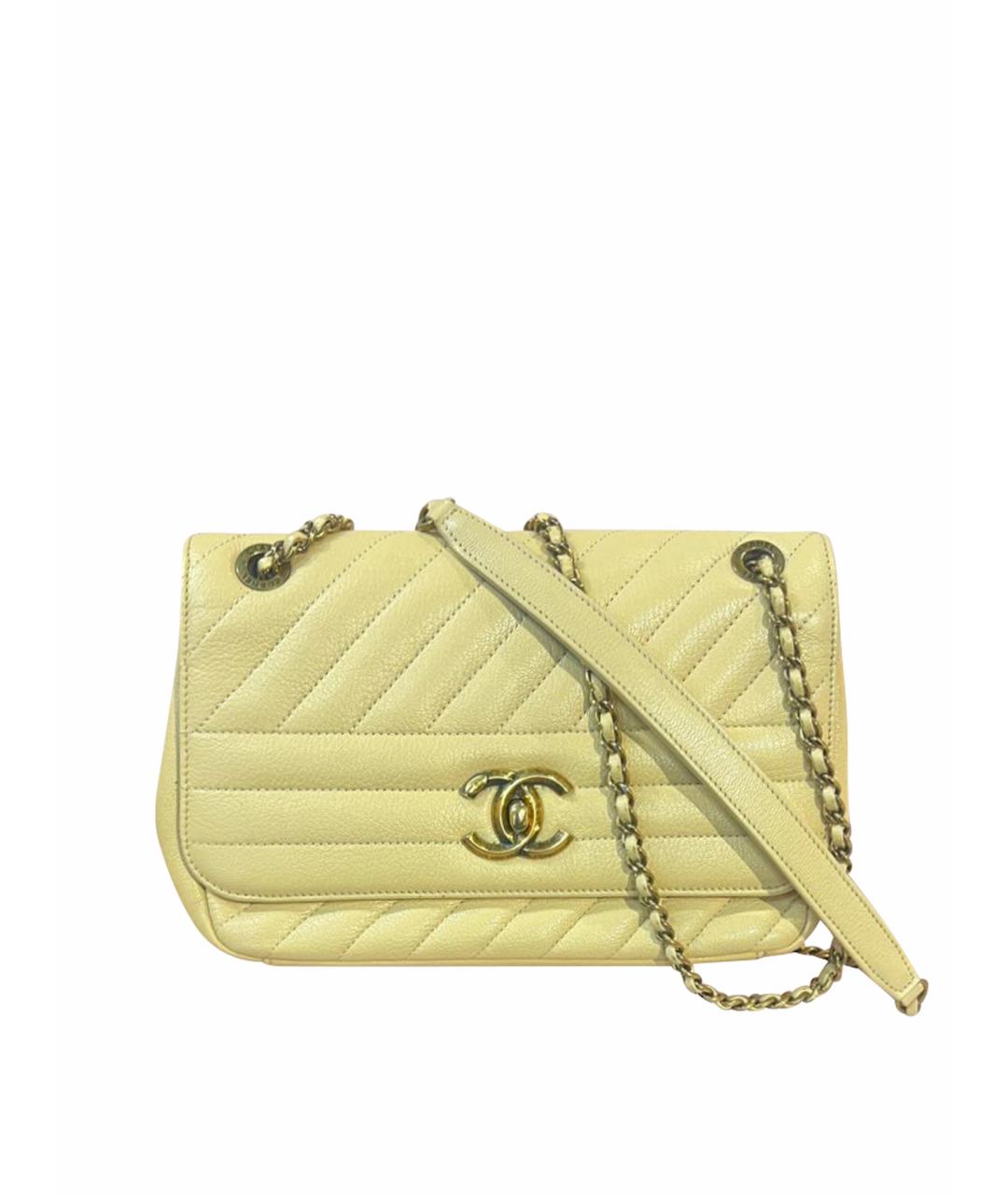 CHANEL Бежевая кожаная сумка через плечо, фото 1