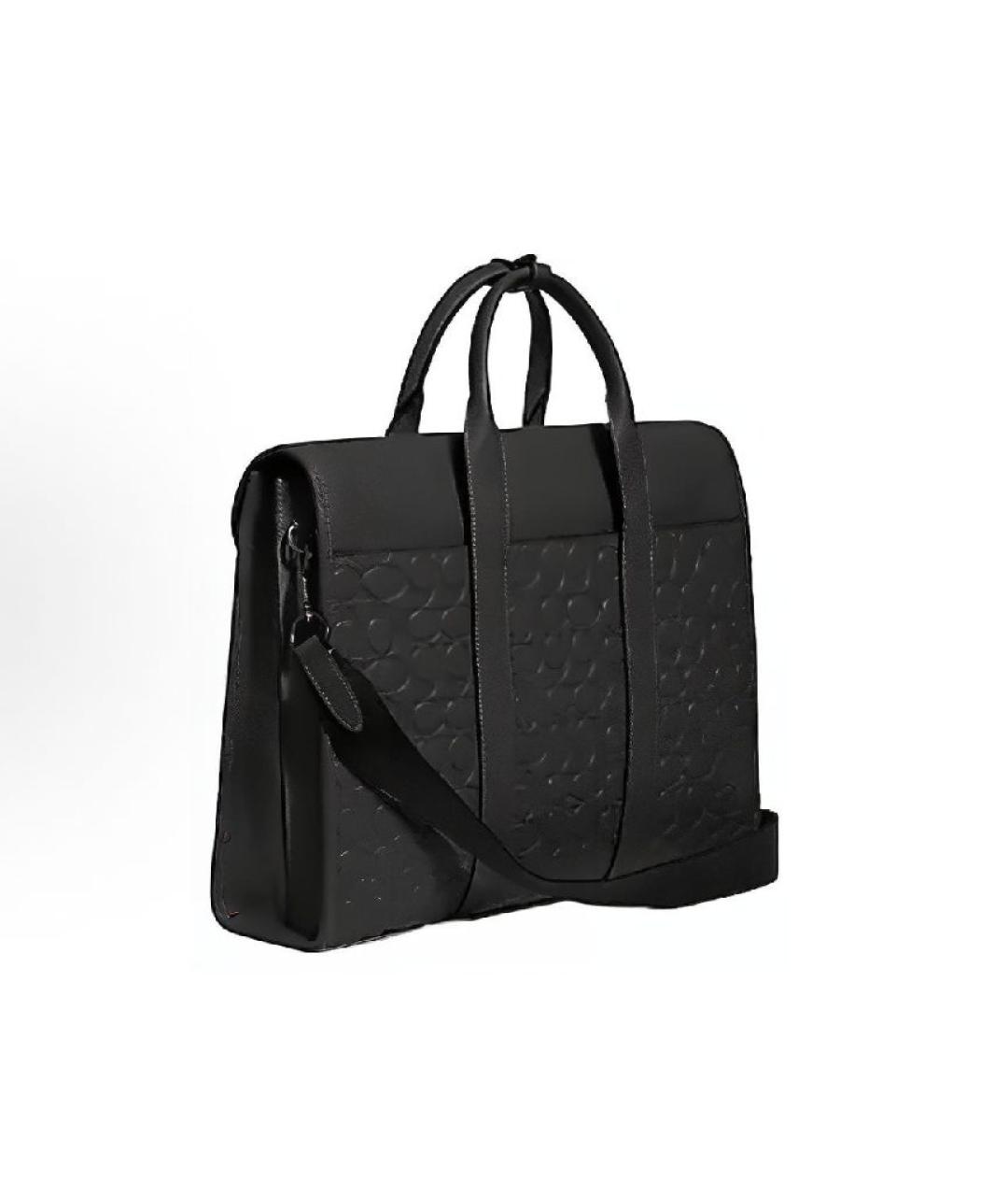 COACH Черный кожаный портфель, фото 2