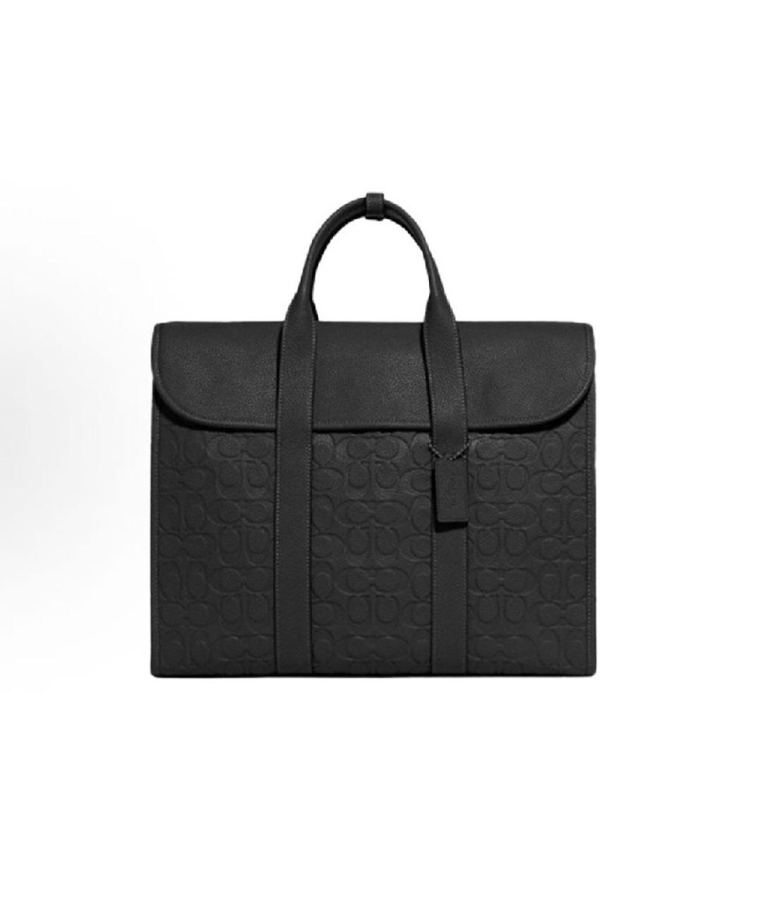 COACH Черный кожаный портфель, фото 7