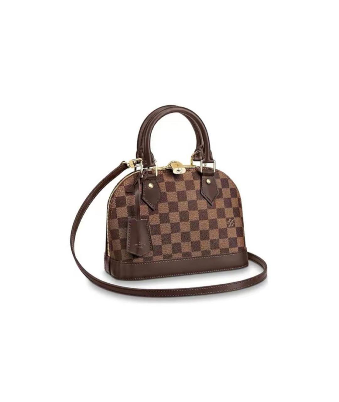 LOUIS VUITTON Коричневая кожаная сумка с короткими ручками, фото 9