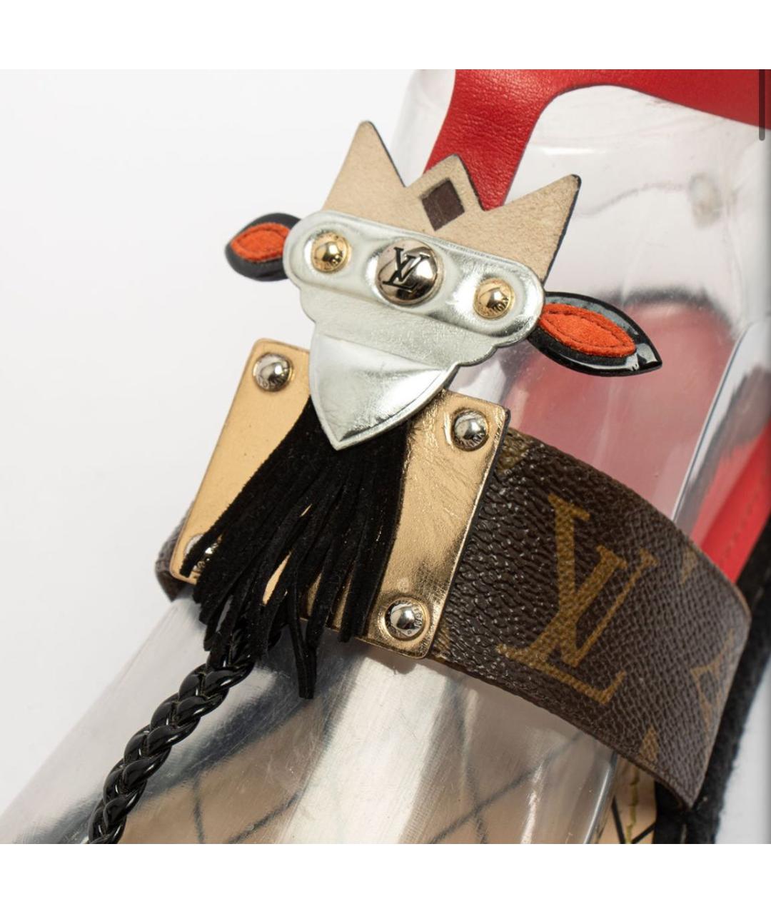 LOUIS VUITTON Коричневые кожаные босоножки, фото 3