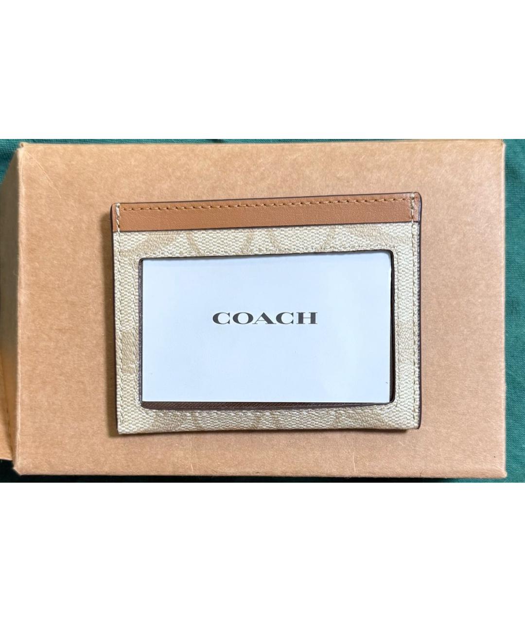 COACH Бежевый кожаный кардхолдер, фото 2