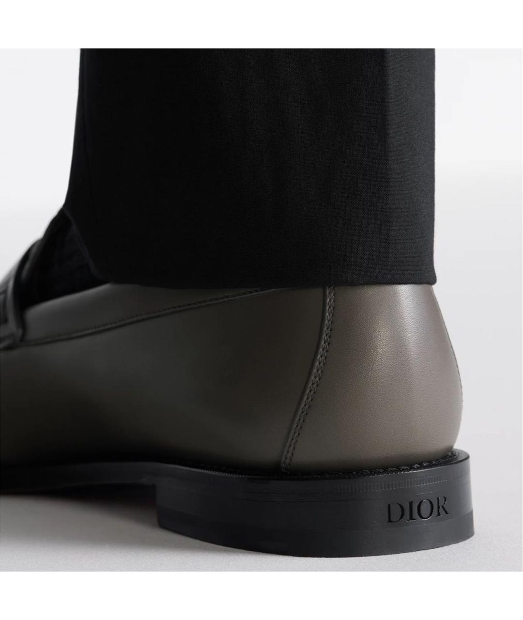 CHRISTIAN DIOR Серые кожаные мокасины, фото 6