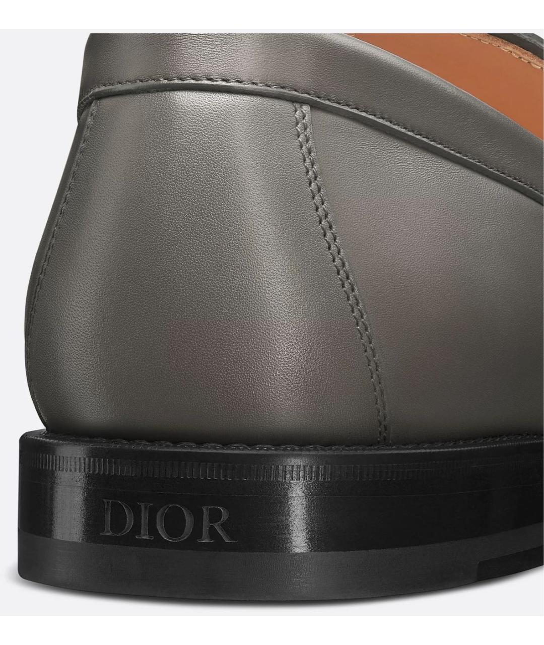 CHRISTIAN DIOR Серые кожаные мокасины, фото 5