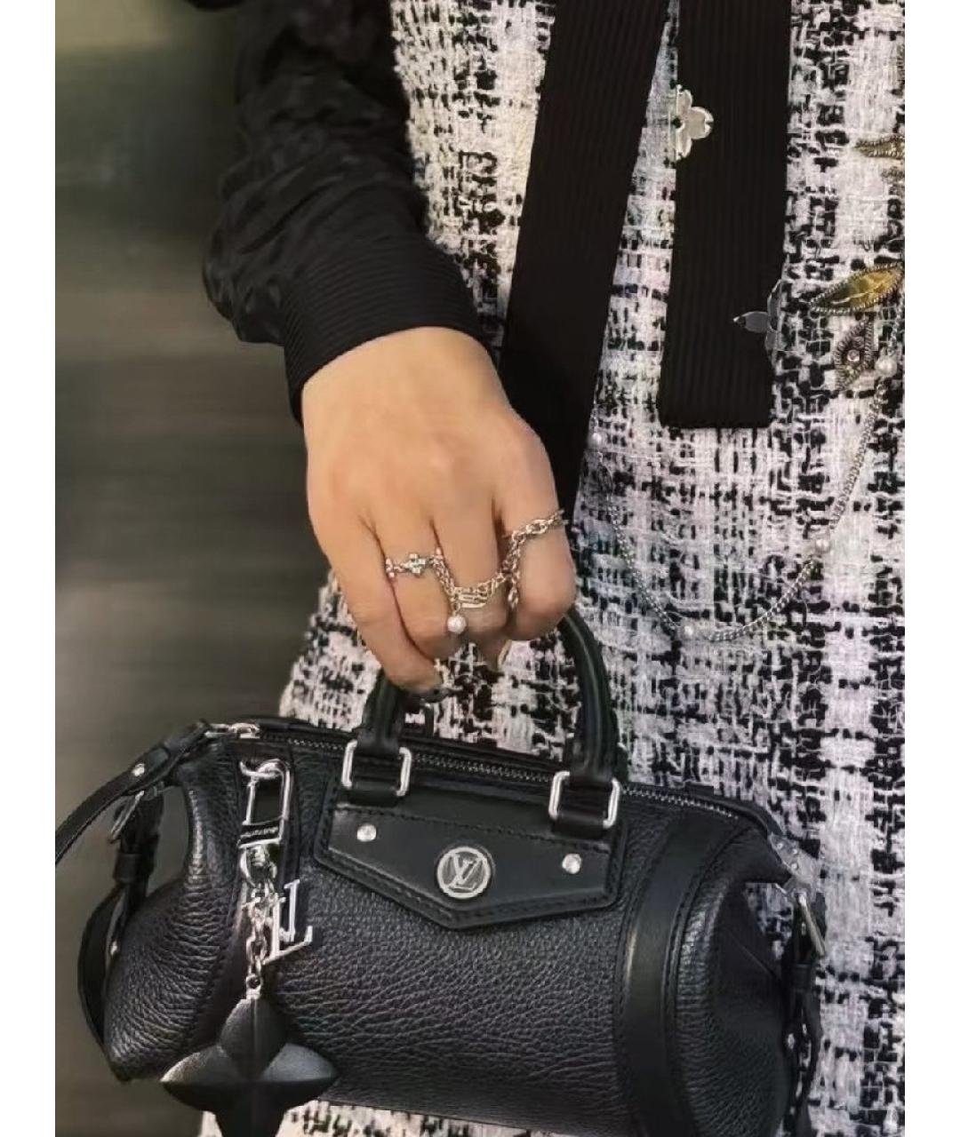 LOUIS VUITTON Черная кожаная сумка через плечо, фото 7