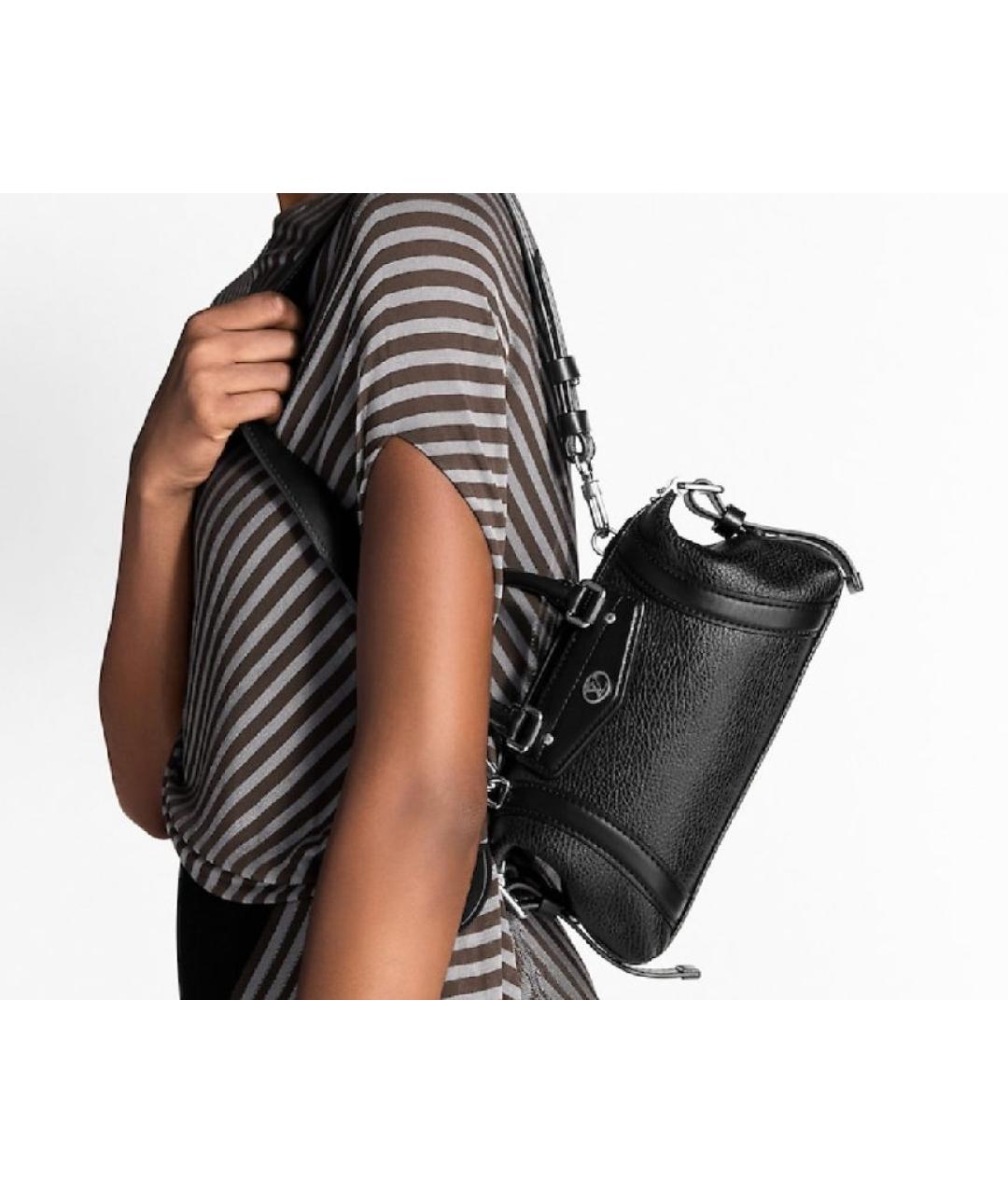 LOUIS VUITTON Черная кожаная сумка через плечо, фото 8
