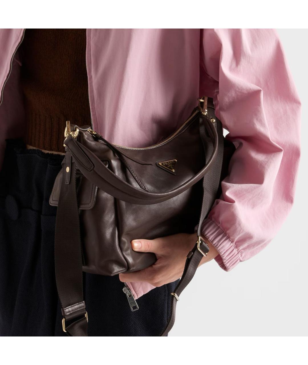PRADA Коричневая кожаная сумка через плечо, фото 4