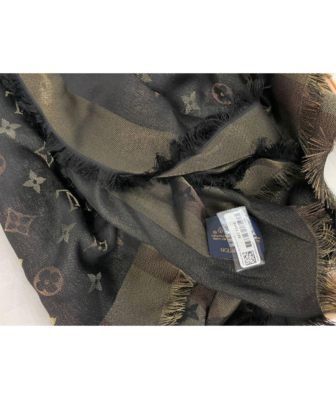 LOUIS VUITTON Коричневый шерстяной платок, фото 3