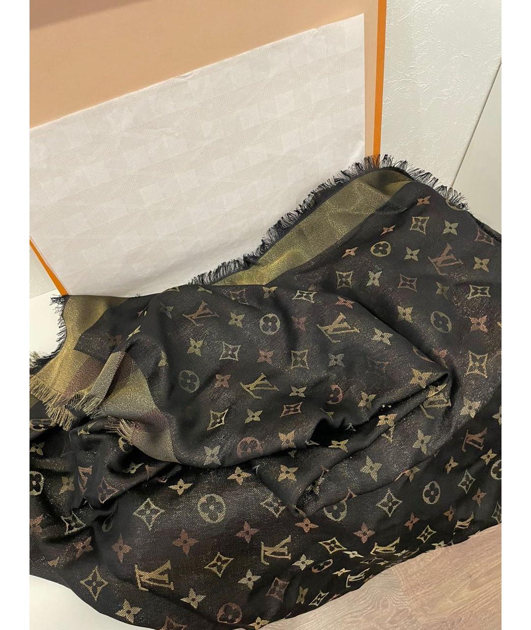 LOUIS VUITTON Коричневый шерстяной платок, фото 2