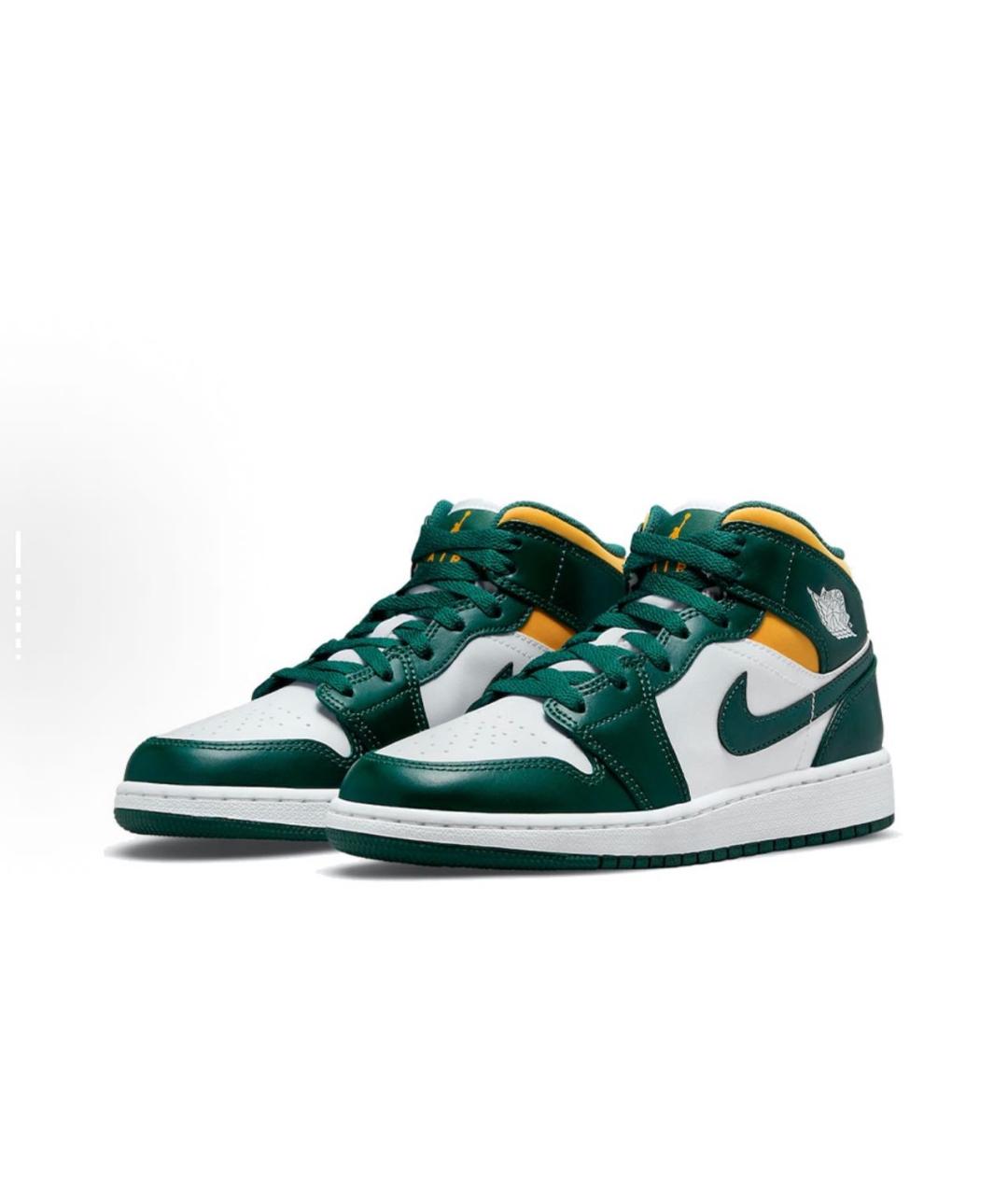 NIKE Зеленые кожаные кроссовки, фото 3