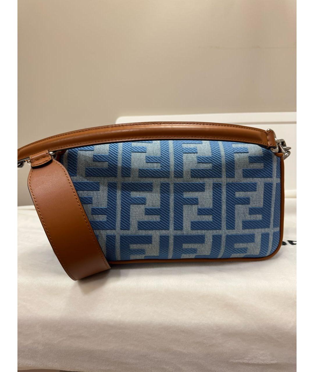 FENDI Голубая деним сумка через плечо, фото 4