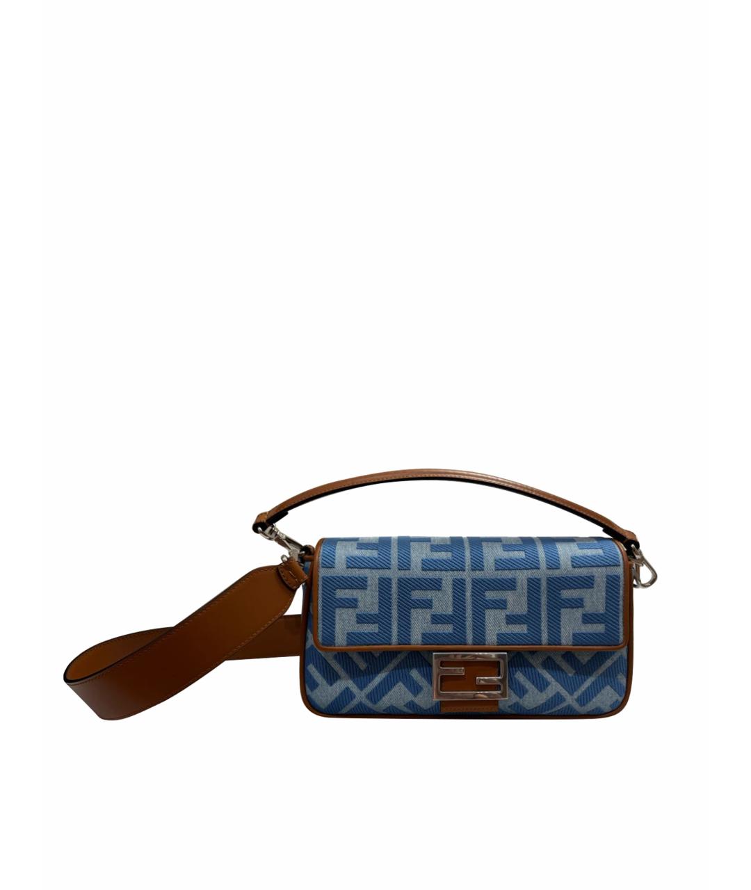 FENDI Голубая деним сумка через плечо, фото 1