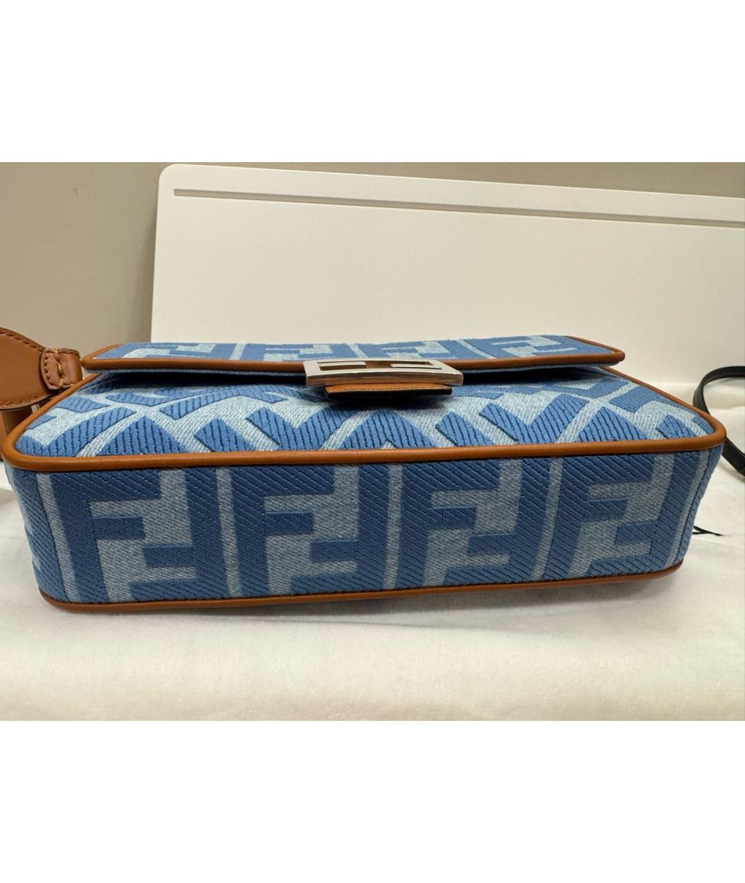FENDI Голубая деним сумка через плечо, фото 6