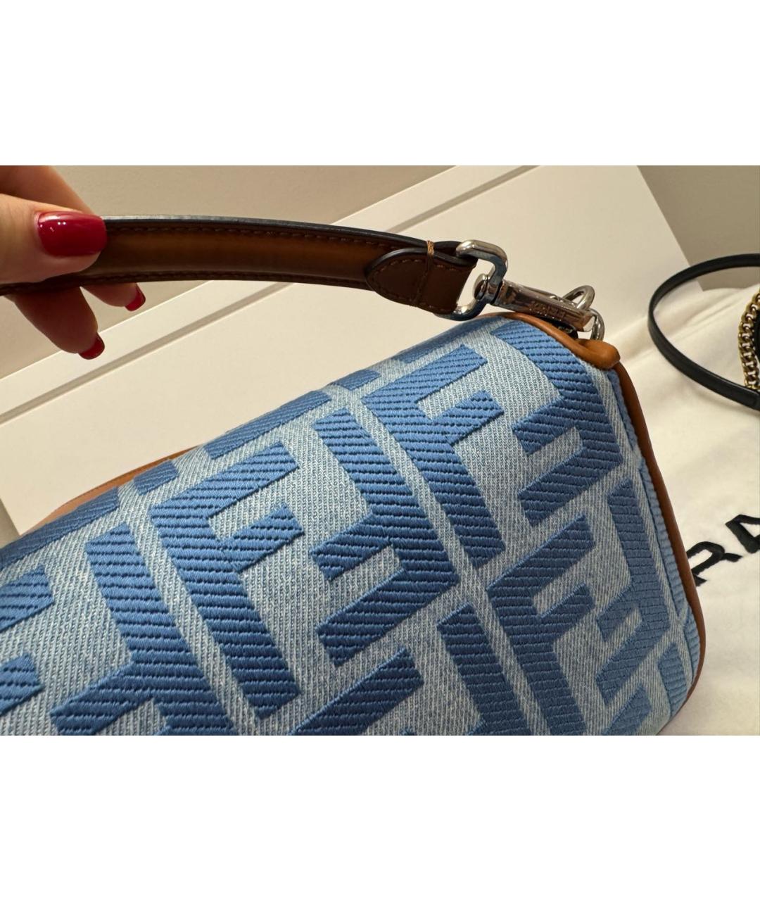 FENDI Голубая деним сумка через плечо, фото 5