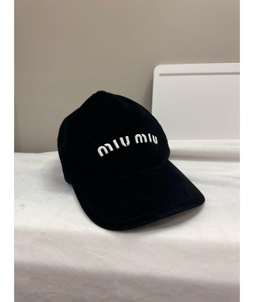 MIU MIU Черная бархатная кепка, фото 3