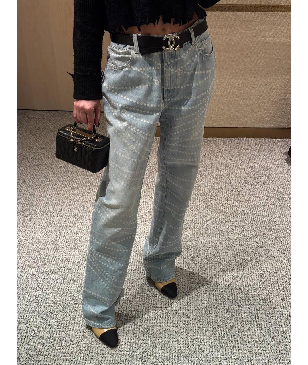 CHANEL Голубые хлопковые прямые джинсы, фото 6