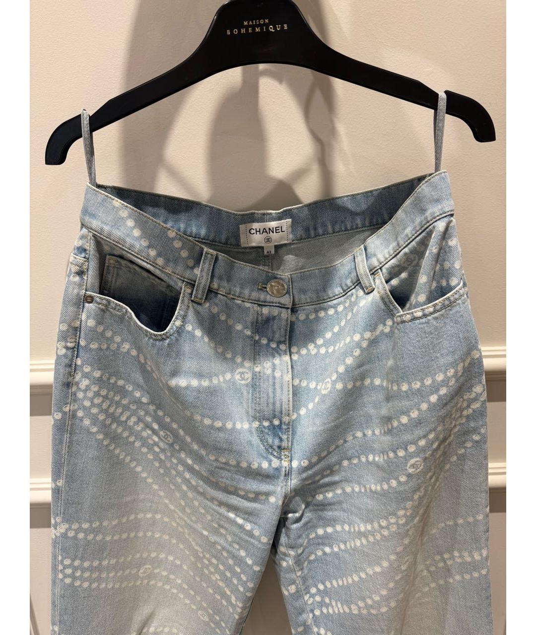 CHANEL Голубые хлопковые прямые джинсы, фото 3