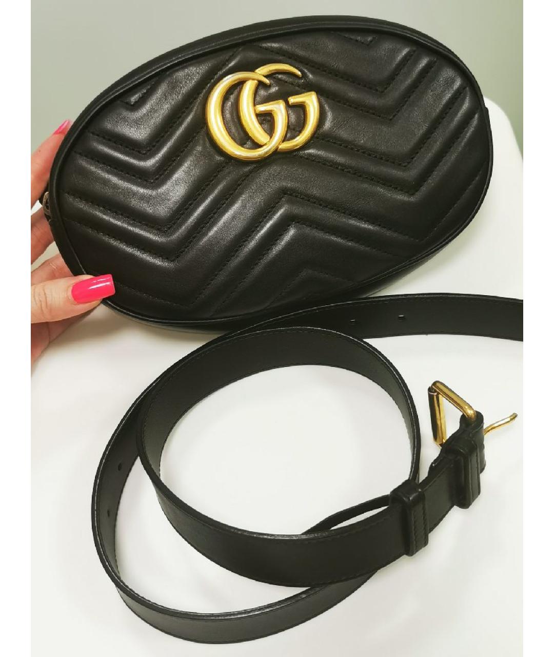 GUCCI Черная кожаная поясная сумка, фото 2
