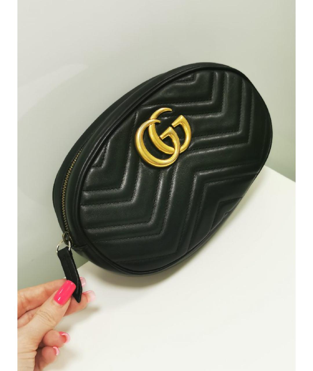 GUCCI Черная кожаная поясная сумка, фото 3