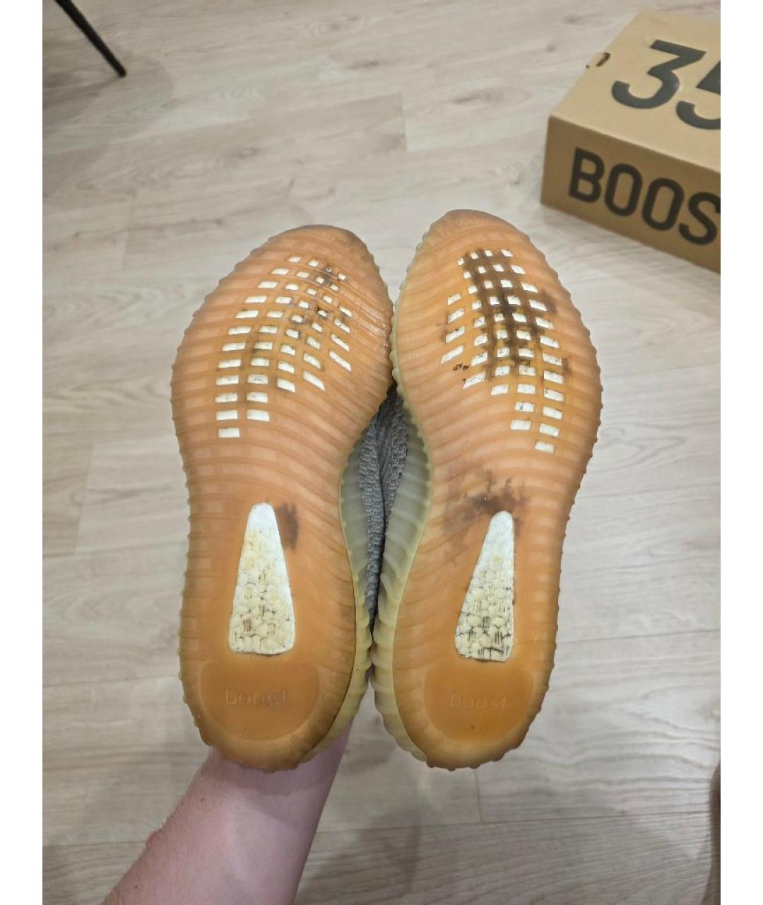 ADIDAS YEEZY Бежевые текстильные низкие кроссовки / кеды, фото 5
