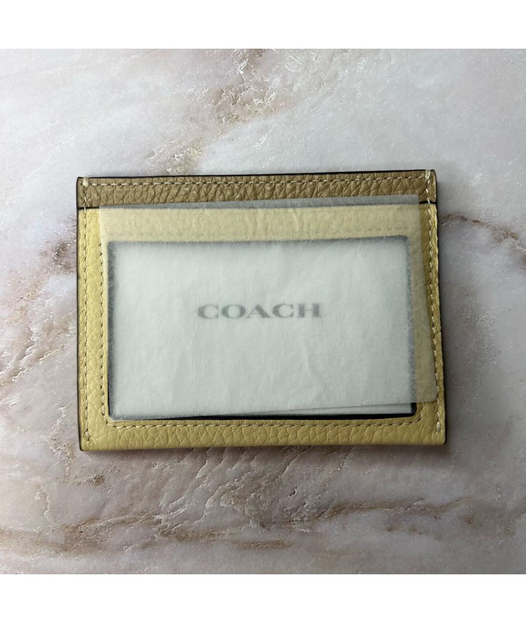 COACH Желтый кожаный кардхолдер, фото 3