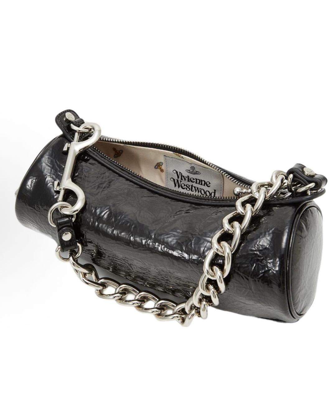 VIVIENNE WESTWOOD Черная сумка с короткими ручками из лакированной кожи, фото 4