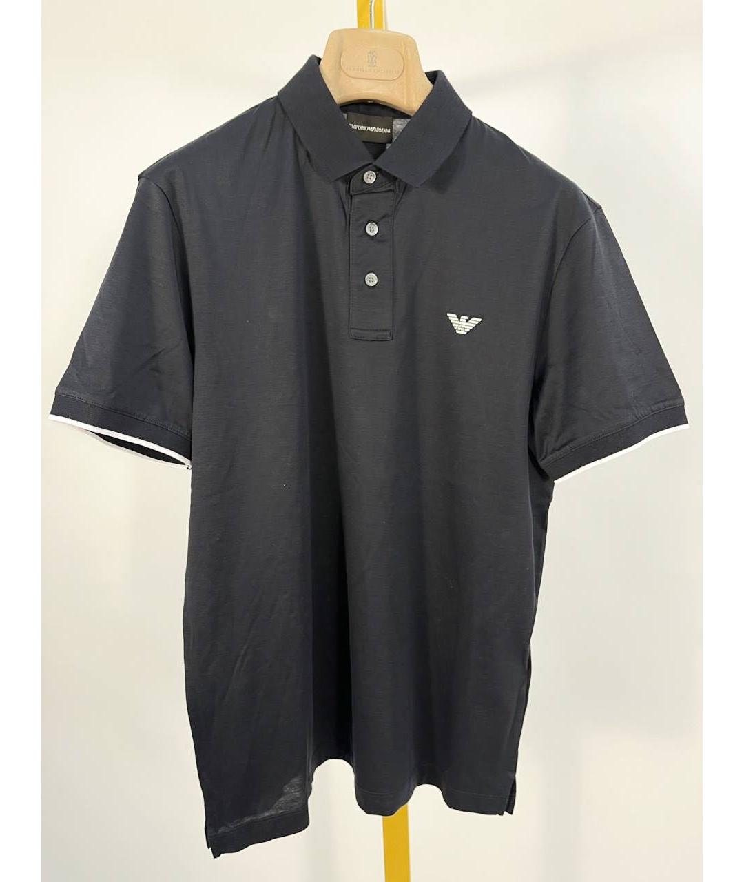 EMPORIO ARMANI Темно-синее поло с коротким рукавом, фото 6