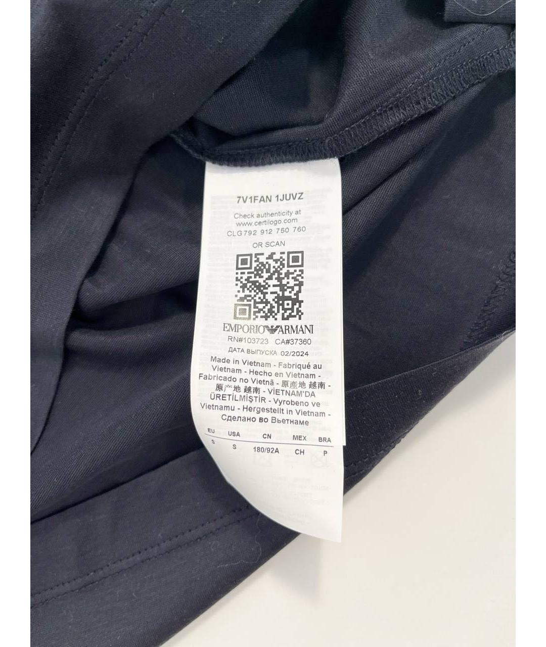 EMPORIO ARMANI Темно-синее поло с коротким рукавом, фото 5