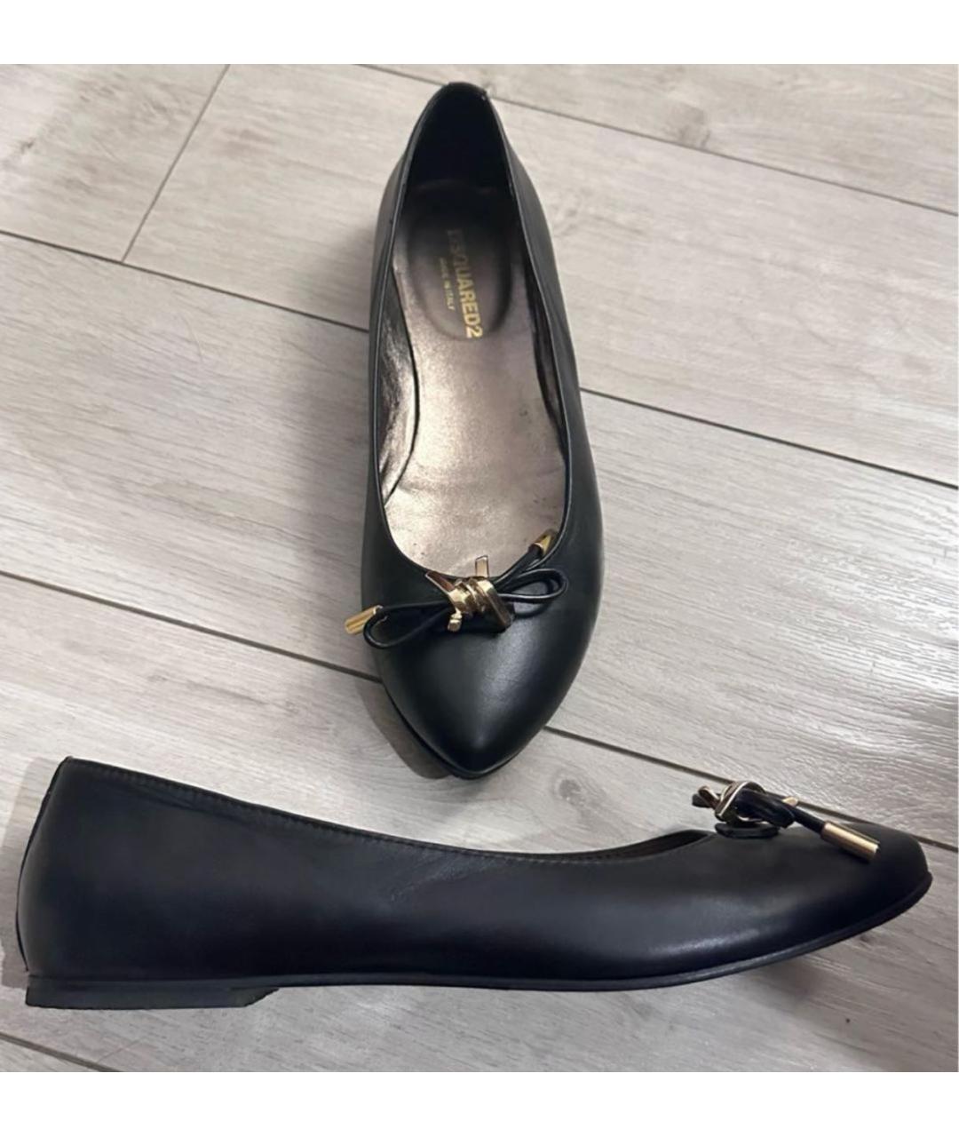 DSQUARED2 Черные кожаные балетки, фото 5