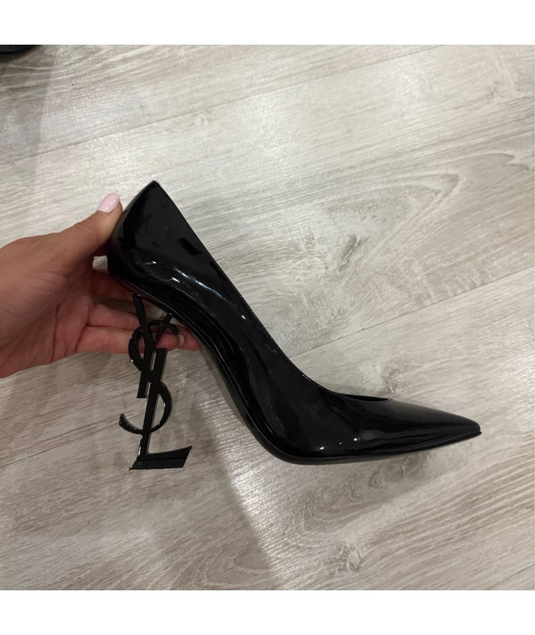 SAINT LAURENT Черные туфли из лакированной кожи, фото 5