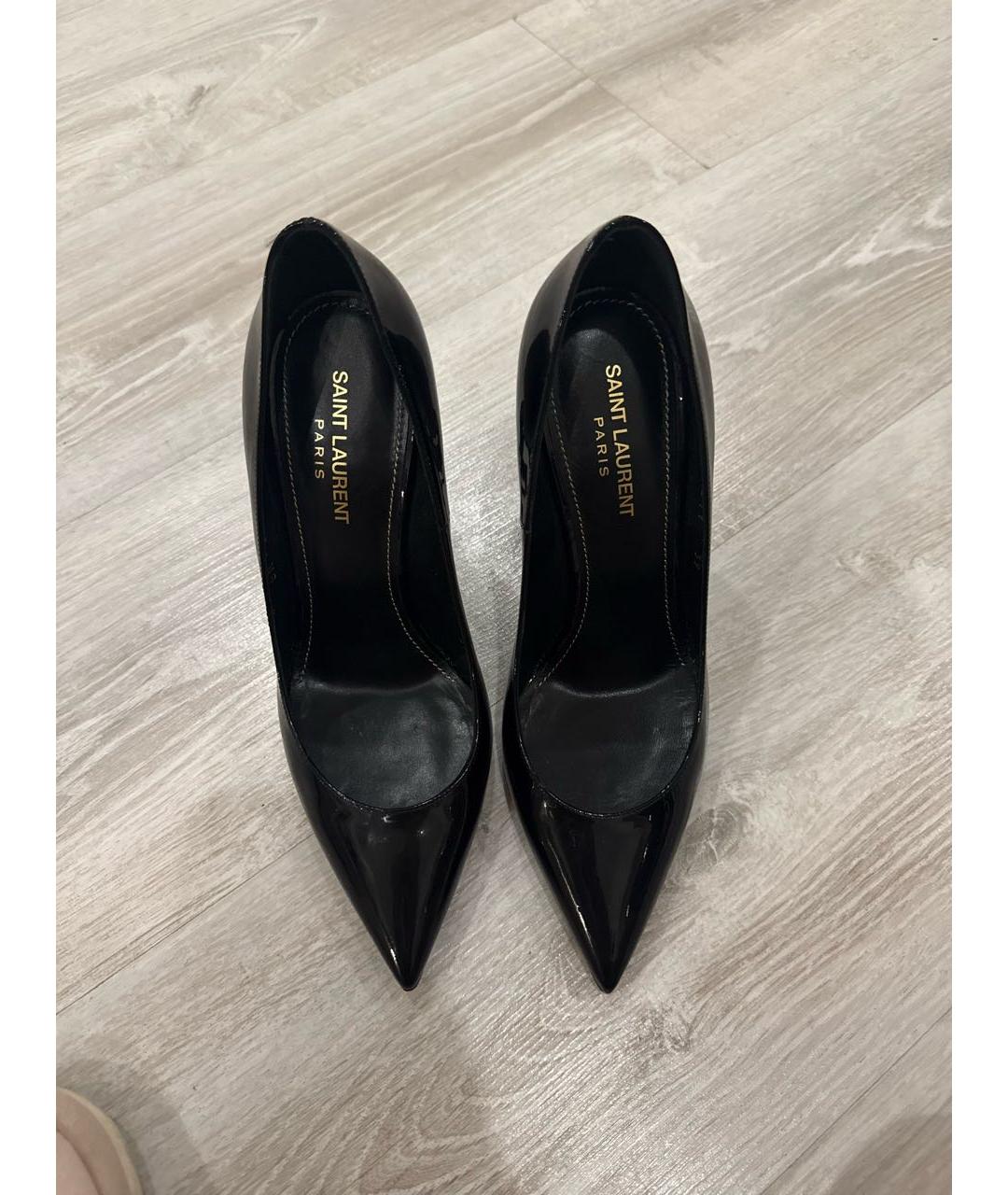 SAINT LAURENT Черные туфли из лакированной кожи, фото 2