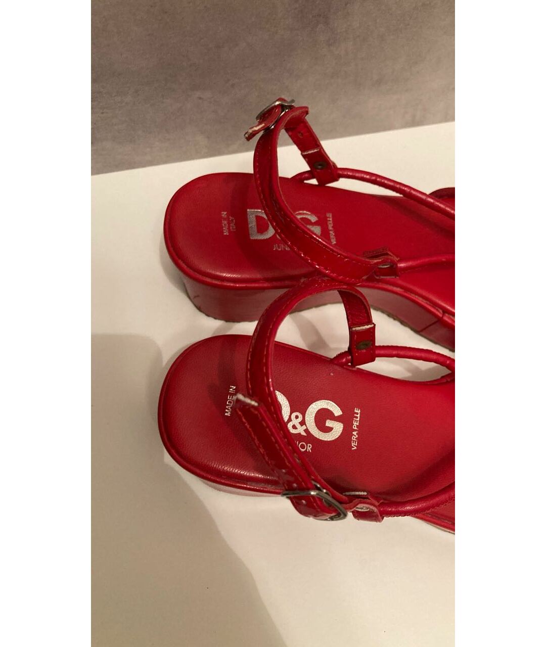 DOLCE&GABBANA Красные кожаные сандалии и шлепанцы, фото 3