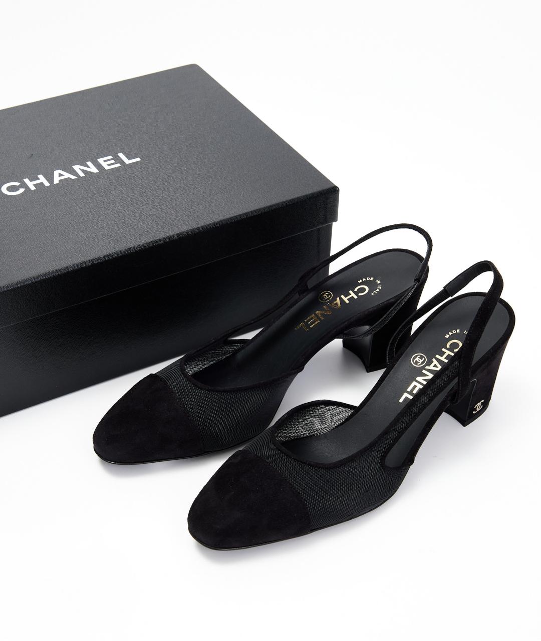 CHANEL Черные текстильные туфли, фото 7