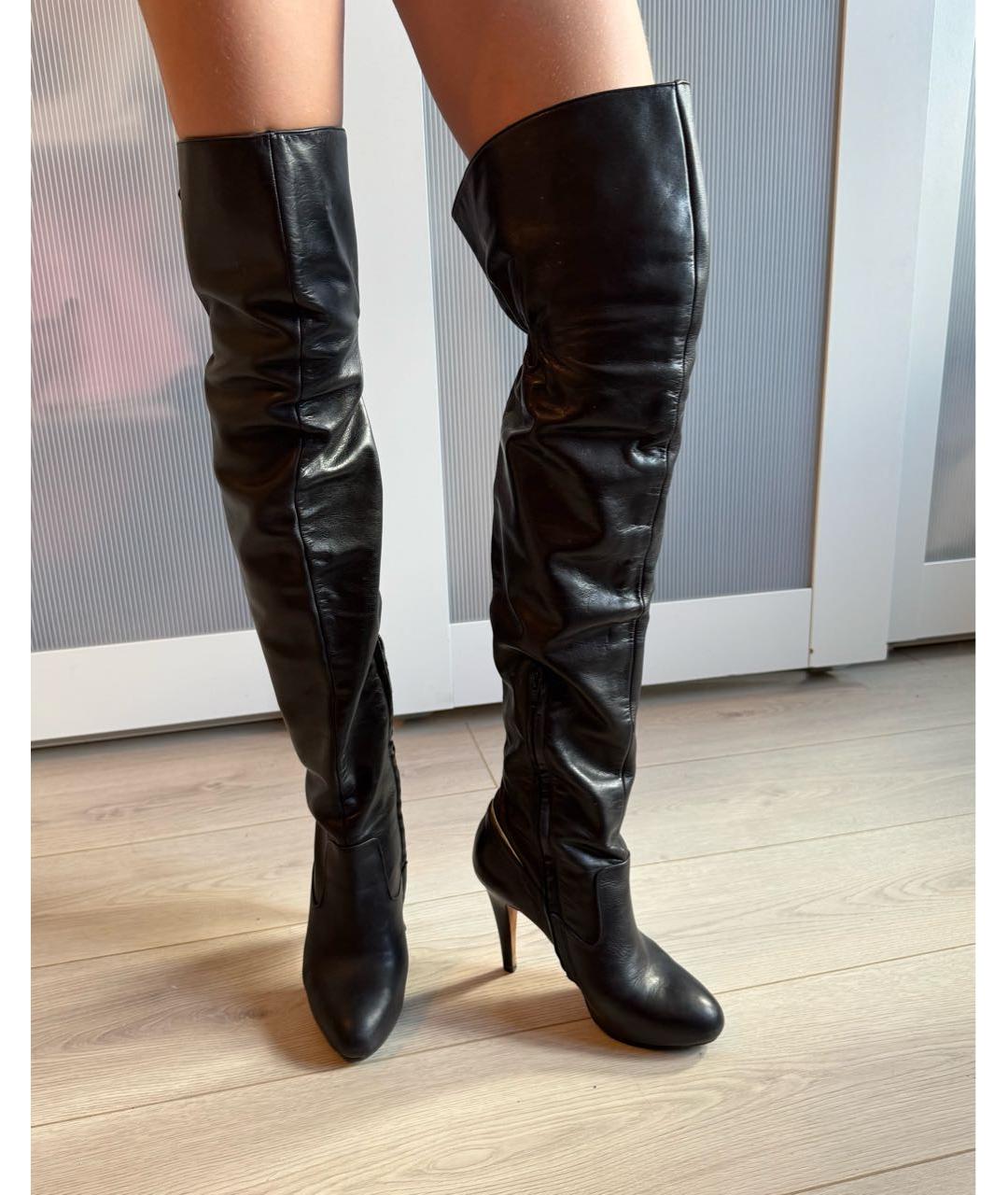 ELISABETTA FRANCHI Черные кожаные ботфорты, фото 7