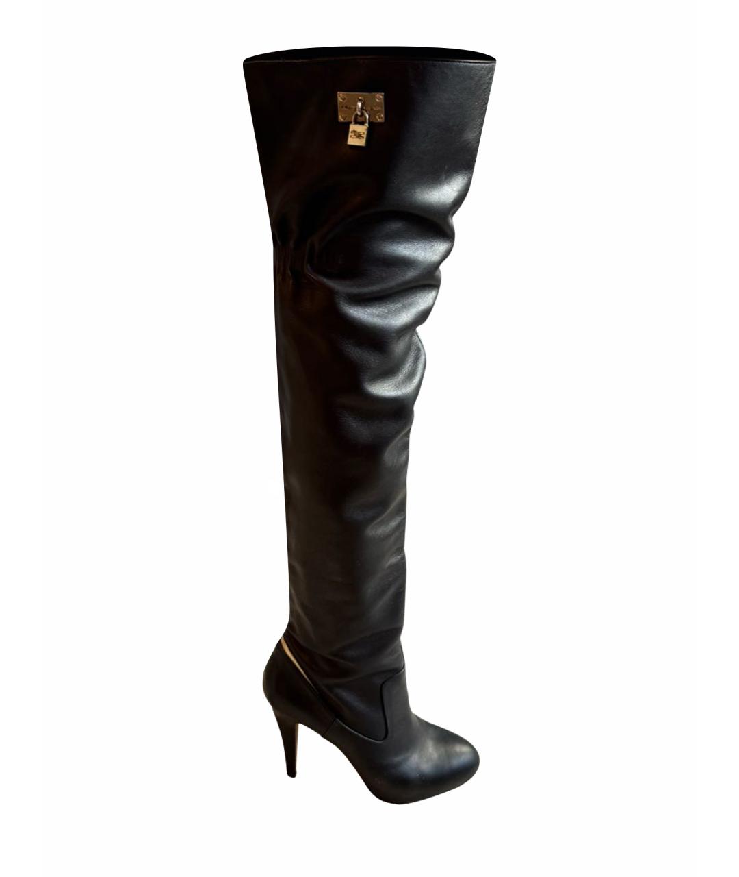 ELISABETTA FRANCHI Черные кожаные ботфорты, фото 1